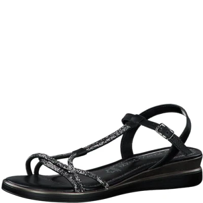 Image of MARCO TOZZI Women&#039;s 2 28260 42 Wedge Sandal, Black Comb, 5.5