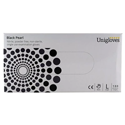 Image of Black Pearl Nitrile, Powder Free, Non Sterile, Single Use Examination Gloves Large 100 (1 box)