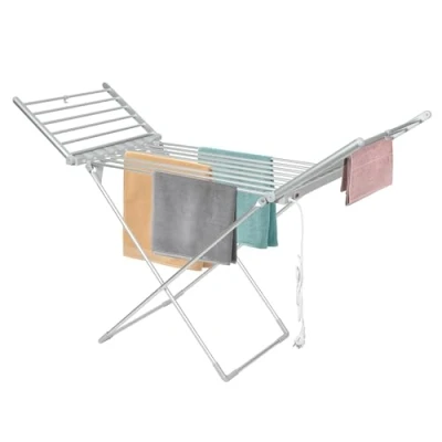 Image of Electric Heated Clothes Dryer, Energy Efficient Foldable indoor Airer, Super Safe Laundry Drying Horse Rack (Silver)