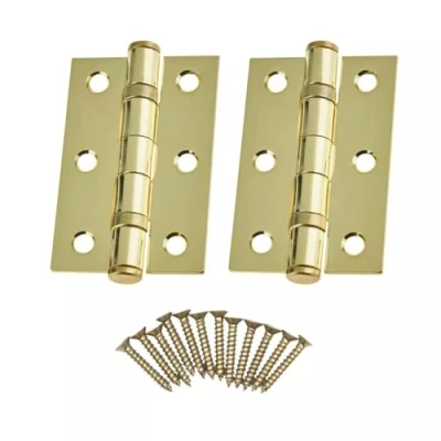 Image of Garden Mile Heavy Duty Butt Hinges with Brass Plated Finish Door Durable Cupboard Folding Fixing Screws Kitchen Hinge Use for Cabinet, Doors, Gates, Fences (4 inches)