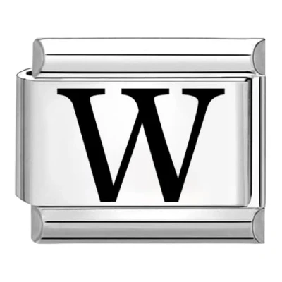 Image of Quiges 9mm Italian Style Charm Link Module Stainless Steel Laser Alphabet Letter W for Bracelets