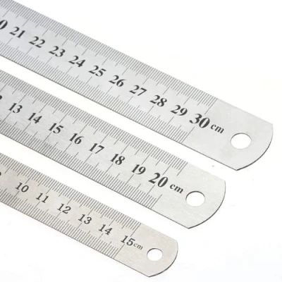 Image of Glamified, Stainless Steel Ruler 15cm+20cm+30cm Office 3 Pieces Set Metal Rulers Kit for Engineering, Teaching