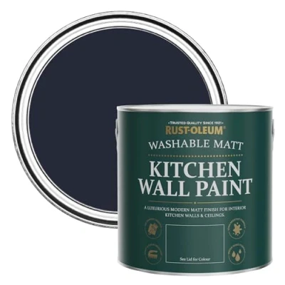 Image of Rust Oleum Blue Washable Kitchen Wall Paint in Matt Finish Odyssey 2.5L