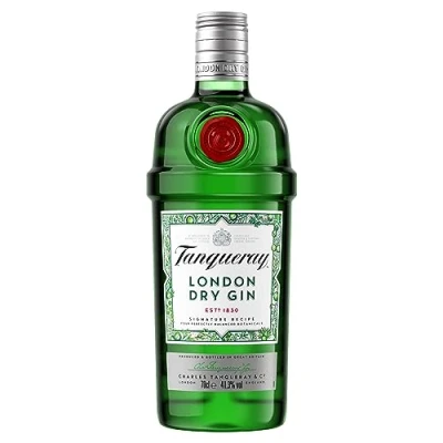 Image of Tanqueray London Dry Gin 41.3% vol 70cl Signature Recipe Made with 4 Botanicals Enjoy in a Glass Ice &amp; Tonic Distilled Times