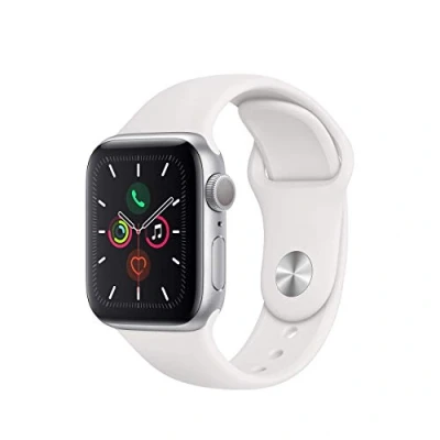 Image of Apple Watch Series 5 (GPS, 40mm) Silver Aluminium Case with White Sport Band (satellite) (Renewed)