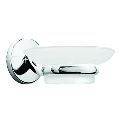Image of Croydex Frosted Glass Soap Dish with Chrome Wall Mount Hampstead