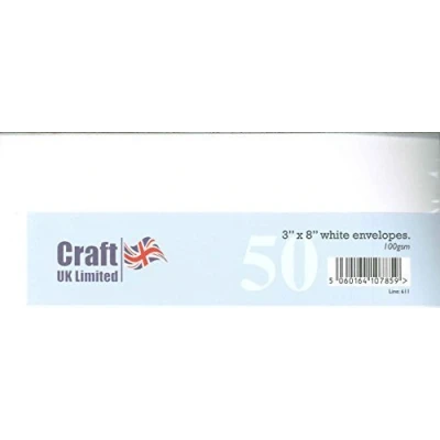 Image of Card Craft 50 3 x 8 White Envelopes