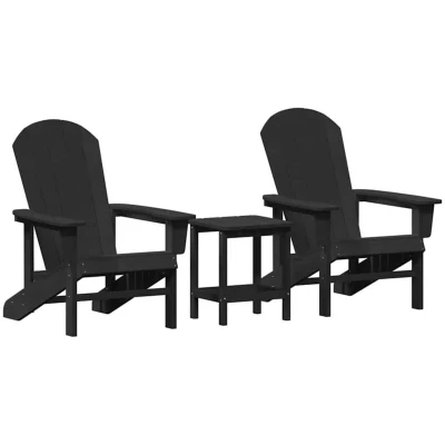 Image of vidaXL 3 Piece Garden Lounge Set Black HDPE