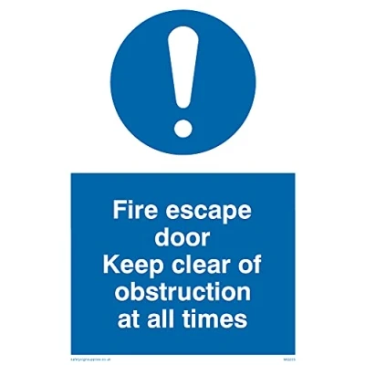 Image of Pack of five Fire Escape No Obstructions Sign 100x150mm A6P