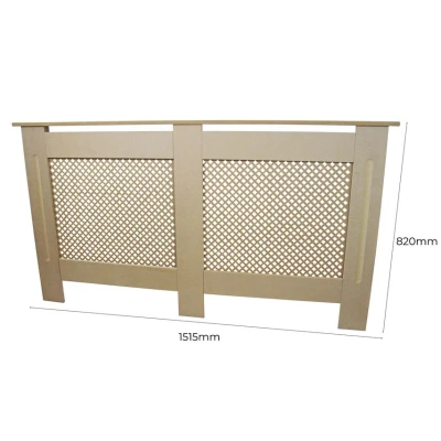 Image of Radiator Cover Natural Unfinished MDF Wood Trellised Grill Modern Heating Home Furniture Cabinet Shelf 1515mm