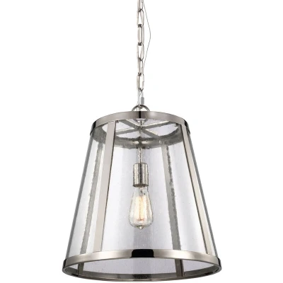 Image of Harrow 1 Light Medium Ceiling Pendant Polished Nickel, E27