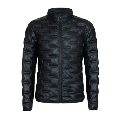 Image of Infinity Leather Mens Puffer Quilted Bomber Jacket Recife Black Size 2XL