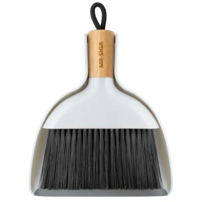 Image of MR.SIGA Mini Dustpan and Brush Set, Portable Cleaning Combo with Bamboo Handle, 1 Set