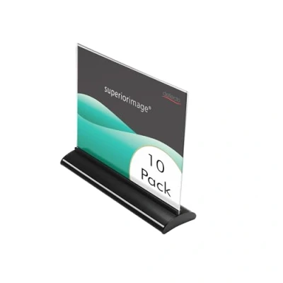 Image of Deflecto Landscape Superior Image Contour A4 Sign Holder Pack of 10 Plastic Display Stands Menu Holders For Tables Stand Boards Free Standing