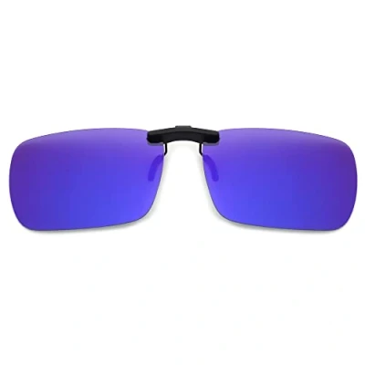 Image of JM Rimless Rectangle Clip on Sunglasses Lightweight Polarized Eyeglasses Men Women (Mirror Blue)