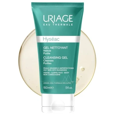 Image of Uriage Hyséac Face Cleansing Gel For Oily Skin With Blemishes 150ml Purifies &amp; Eliminates Sebum Excess Ultra Gentle Foaming Paraben Soap Free, Physiological pH