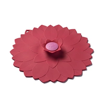Image of Zeal Reusable Eco Friendly Flower Design Cooking and Storage Airtight Seal Lid, Silicone, Red, 20 x 2.5 cm