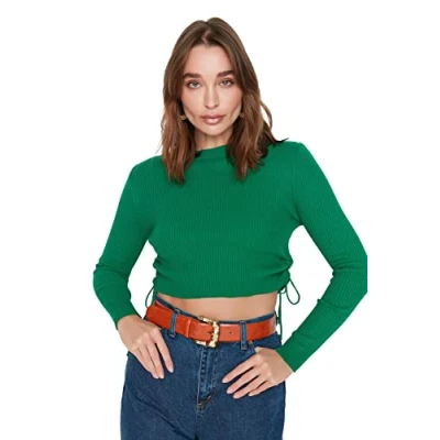 Image of Trendyol Women Regular Basic Crew Neck Knitwear Sweater Grün