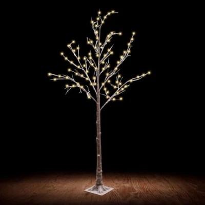 Image of Trendi® 150cm 5ft Christmas Snowy Twig Tree Warm White LED Light Up Artificial Decoration Indoor Outdoor Mains Operated (XM 5280)