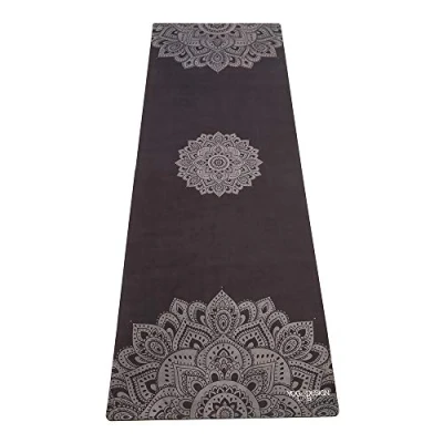 Image of Yoga DESIGN LAB The Combo Mat 2 in 1 Mat+Towel Eco Luxury Ideal for Hot Yoga, Power, Bikram, Ashtanga, Sweat Studio Quality Includes Carrying Strap! (Mandala Black, 5.5mm)