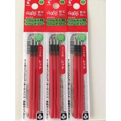 Image of Pilot Gel Ink refills for FriXion Ball 3 Multi Pen &amp; 4 Pen, 0.5mm, Red Ink, Packs 9 total