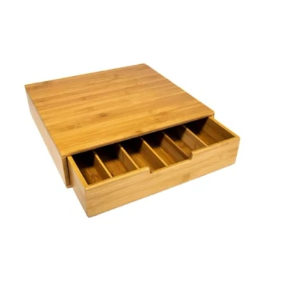 Image of Coffee Pod holder Capsule storage drawer Unit stand kitchen Tea organiser Standard Size Compatible Bamboo Wood Wooden Counter Top (6 Compartment)