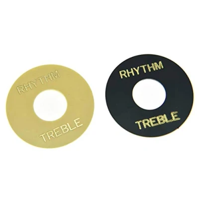 Image of KAISH Black and Cream LP Guitar Toggle Switch Washer Rhythm Treble Ring Plate for Les Paul