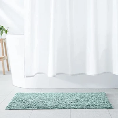Image of Amazon Basics Non Slip Microfiber Bathroom Bath Mat, 53 x 87 cm, Seafoam Green