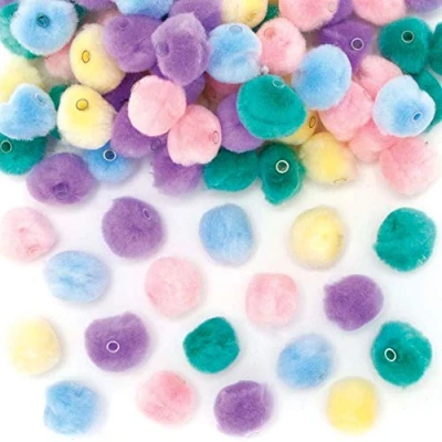 Image of Baker Ross Pastel Threading Pom Beads Pack of 100, Crafts for Kids (AX897)