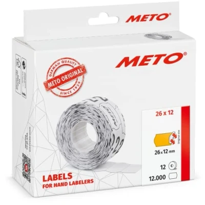 Image of Meto Price Gun Labels (26x12 mm, Single line, 12,000 Labels, Fluorescent Orange, Permanently Adhesive, for METO, Contact, Sato, Avery, Tovel, Samark etc.)