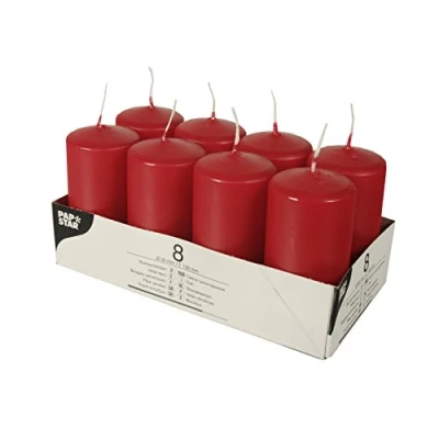 Image of PAPSTAR Candles, Paraffin, red, 50 mm, 100 mm (Pack of 8), 20.2 x 10.3 10 cm (The Item Packaging May Vary Slightly)