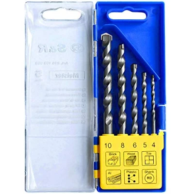 Image of S&amp;R Universal Drill Bit Set Multi Purpose Bits: Brick, Tile, Metal, Wood, in Professional Quality, 5 pieces, ⌀ 4, 5, 6, 8, 10 mm