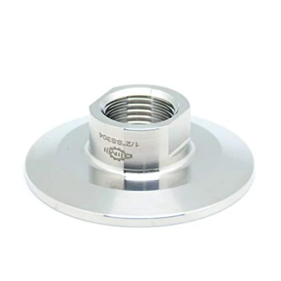 Image of QiiMii Sanitary Female Threaded Pipe Fitting to 2 Inch Tri Clamp (OD 64mm Ferrule) (Pipe Size: 1/2&quot; NPT)