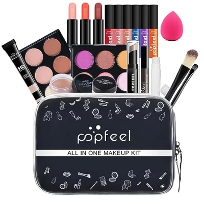 Image of FantasyDay All in one Makeup Set Gift Surprise Full Kit for Women Cosmetic Essential Starter Bundle Include Eyeshadow Palette Lipstick Blush Foundation Concealer Face Powder Lipgloss Brush