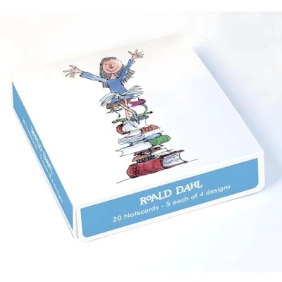 Image of Box of 20 Notecards Quentin Blake Roald Dahl Illustrated Designs General Cards Suitable for Birthday and Other Occasions 5 Each 4 Made in the UK Eco Friendly