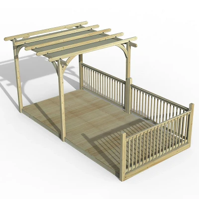 Image of 8&#039; x 16&#039; Forest Pergola Deck Kit with Retractable Canopy No. 7 (2.4m 4.8m)