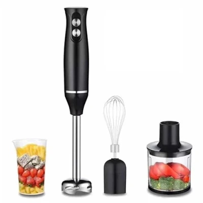 Image of Hand Blender, 4 in 1 Immersion Stick Blender with Whisk, 500W Blenders for Kitchen, 2 Blending Speeds, Baby Food, Smoothies, Soup, BPA Free (Black3)