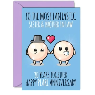 Image of Cute Pearl Anniversary Card for Sister &amp; Brother In Law 30 Years Together Happy 30th Wedding Cards Sister, A5 Greeting Thirtieth Anniversaries