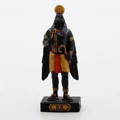 Image of Veronese Design 3 3/8 Inch Ra The Egyptian Sun God Resin Miniature Hand Painted Black Gold Finish Figurine