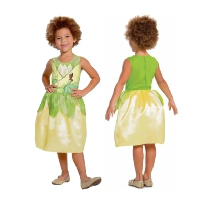 Image of Disney Official Standard Princess Tiana Costume Kids, and the Frog Dress Up For Girls Size S, Green