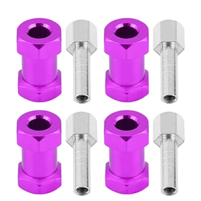 Image of RC Car Hex Adapter, 4pcs Metal Wheel Hub Adapter for D90 AX10 CC01 SCX10 F350 Remote Control Crawler(20mm Purple)