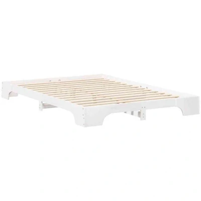 Image of vidaXL Floor Bed Frame with Storage White 140 x 220 cm Solid pine wood