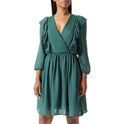 Image of ONLY Women&#039;s Onllondon 3/4 Ruffle Dress Noos WVN, Trekking Green, XS