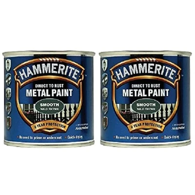 Image of Hammerite Smooth Wild Thyme Direct To Rust Paint For Metal Restore 250ml x 2