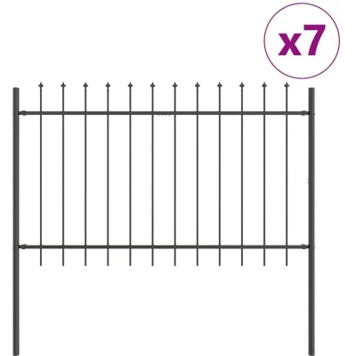 Image of vidaXL Garden Fence with Spear Top Grey 11.9x1 m Steel