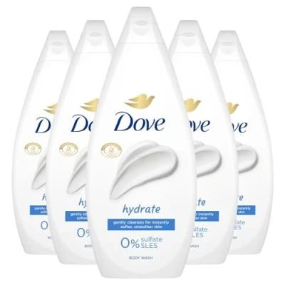 Image of Dove Body Wash 0% Sulfate SLES for Women Made with Naturally Derived Cleansers and Plant Based Moisturiseres Gently Cleanses Softer Smoother Skin, 720ml (Buy 5, Hydrate)