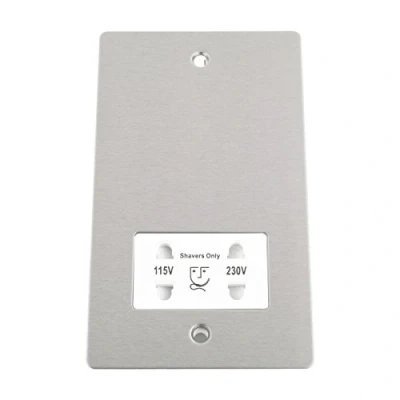 Image of Shaver Socket Dual Voltage 115V/ 230V Satin Matt Chrome Flat White Insert
