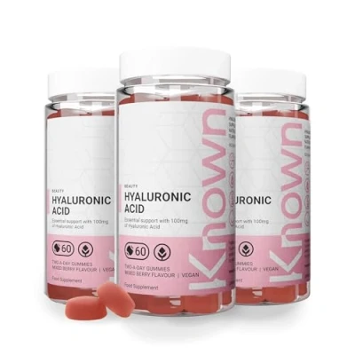 Image of Known Delicious Hyaluronic Acid Gummies 100mg of HA Supports Skin Hydration Natural Mixed Berry Flavour 60 Vegan Gummies, 3 Months Supply