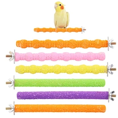 Image of 6 Pcs Parrot Perches,Colorful Birdcage Scrub Stand Bar for Bird Budgies Parakeet Cockatiels Conure Lovebird Cage Paw Grinding Toy