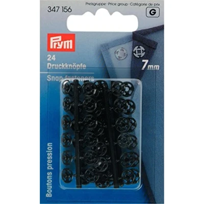 Image of Prym 347156 Sew on snap Fasteners Plastic Size 7mm Black, Pieces, Polyester, 7 mm, Schwarz, 24 Stück